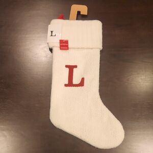 Wondershop Cream Knit Stocking with Red 'L' Initial